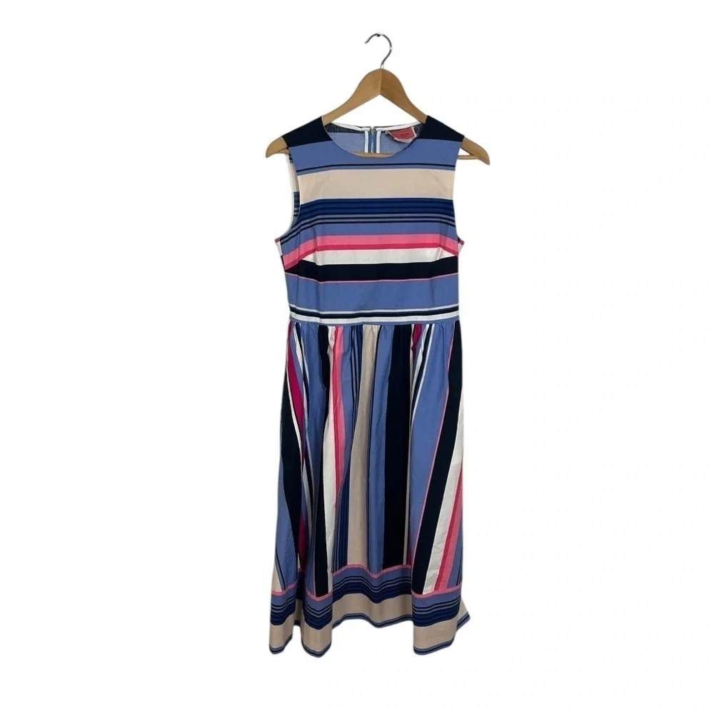 Kate Spade Iconic Colorful Berber Fit & Flare Striped Exposed Zipper Dress Sz 4
